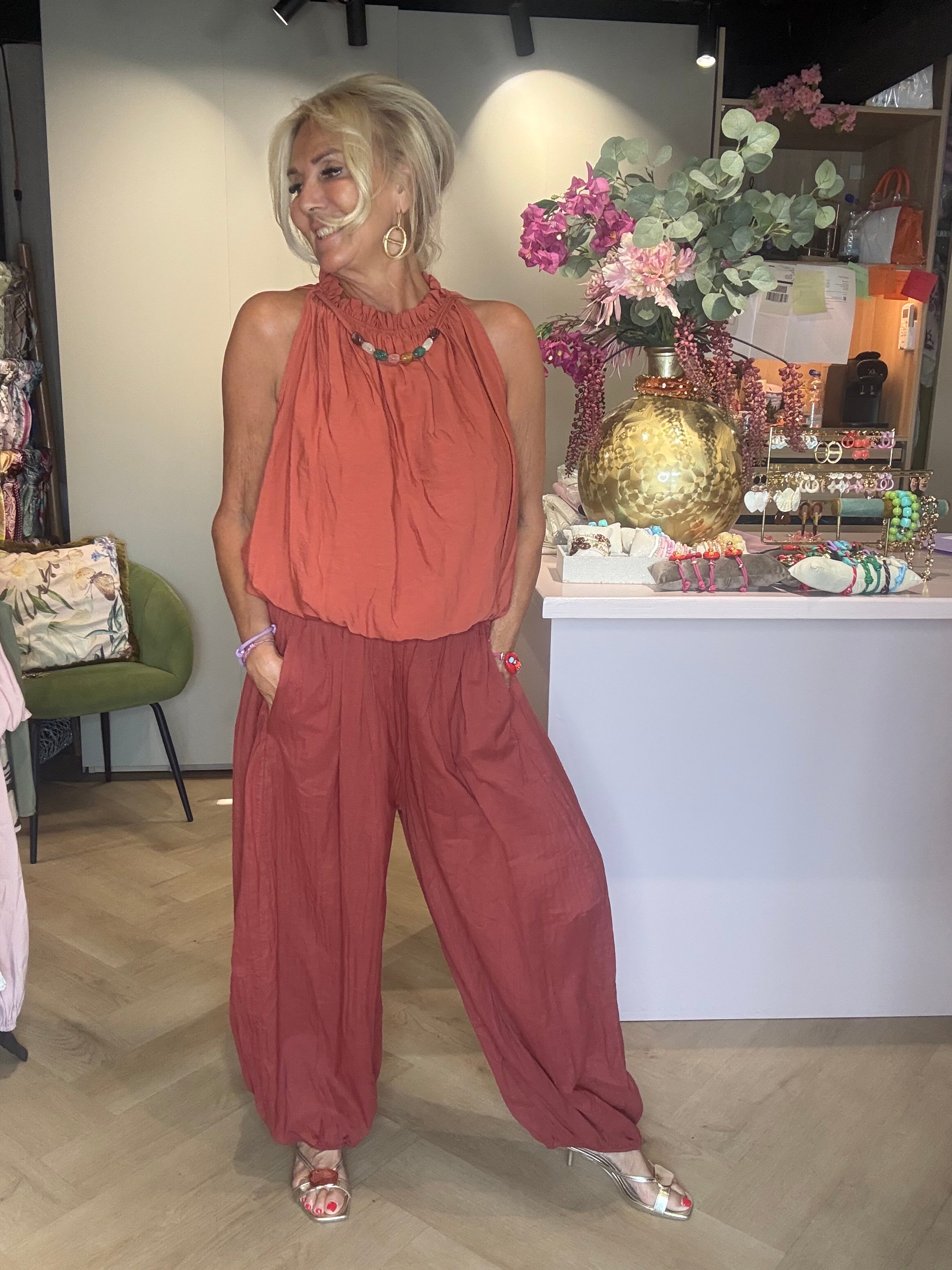 Pantalones harem óxido marrón